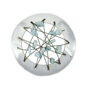 Estate Sterling Silver 925 5.6cm Wire Openwork Amazonite Chip Pendant